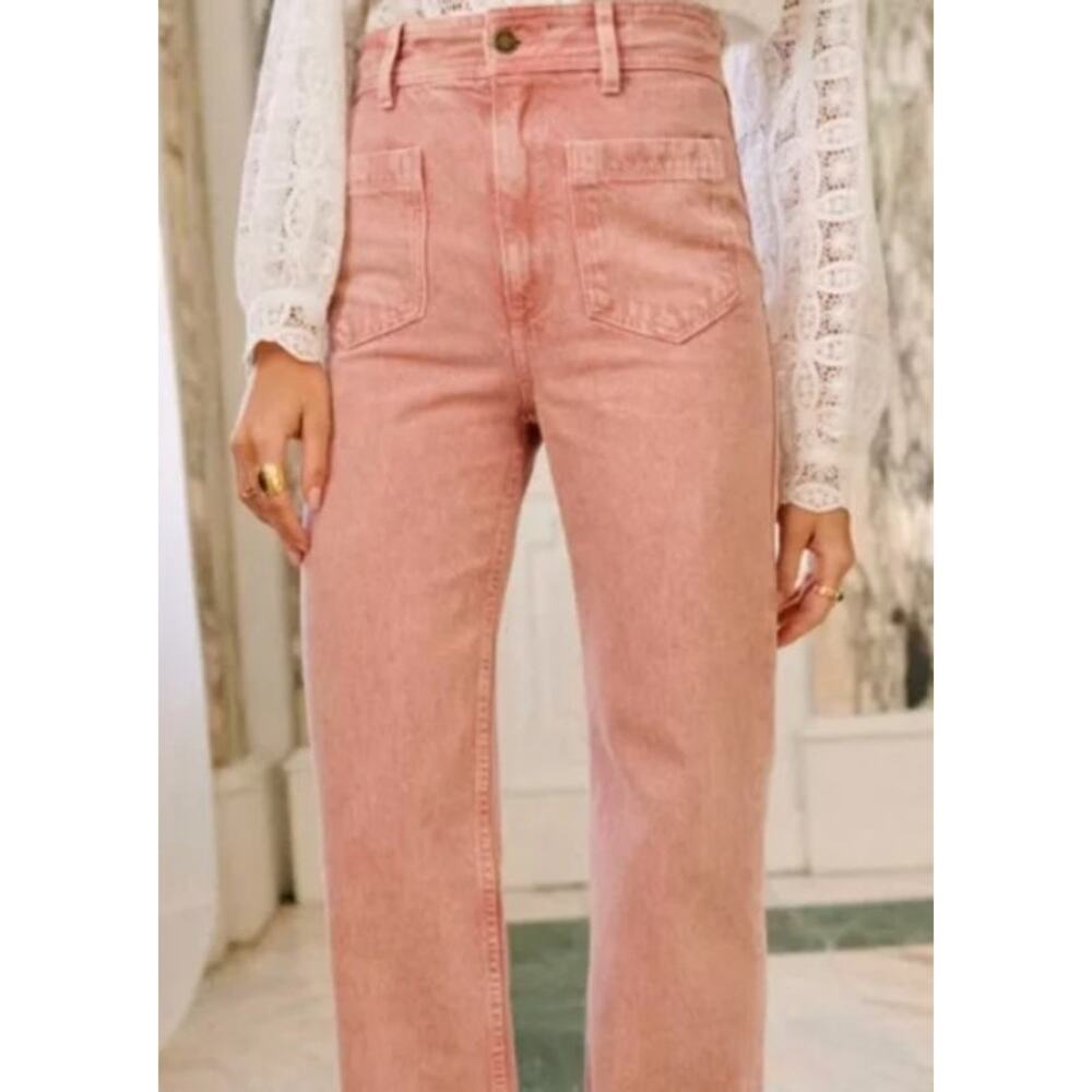 Sezane Pink Flare Jeans - Picture 2 of 9